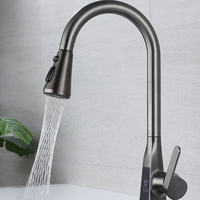 Robinet de cuisine moderne en laiton noir avec douchette extractible, mitigeur chaud/froid, affichage numérique, économie d'eau, poignée unique, à poser, céramique