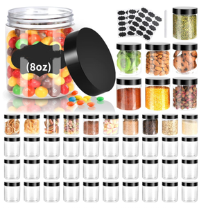 8 oz rõ ràng Pet lọ nhựa với màu đen/gencywe Nắp leakproof mỹ phẩm & thực phẩm lưu trữ <span class=keywords><strong>container</strong></span> - Product Image 2