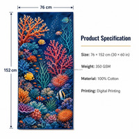 Serviette de plage en coton 100% à impression numérique personnalisée, motif récif corallien, séchage rapide, haute qualité, production rapide