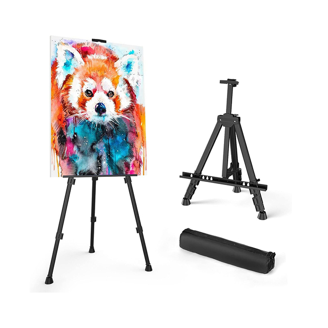 Art Painting Display Easel Stand Portable Adjustable Aluminum Metal Artist Easel Display Stand with Bag, Height From 17" to 66"