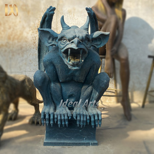 <span class=keywords><strong>Estatua</strong></span> de Gárgola Alada de Bronce, Escultura de Demonio de Bronce Fundido en Posición Agachada para Decoración de Exteriores - Product Image 3