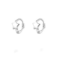 Boucles d'oreilles créoles en alliage, motif étoile à quatre branches, plaqué rhodium, style vintage de luxe, pour fêtes automne-hiver, collection Forêt Polyvalente Iris