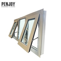 Fenêtre à auvent en aluminium à rupture de pont thermique PENJOY, sur mesure, moderne, pour bâtiment commercial, avec isolation thermique, pour salle de bain et villa