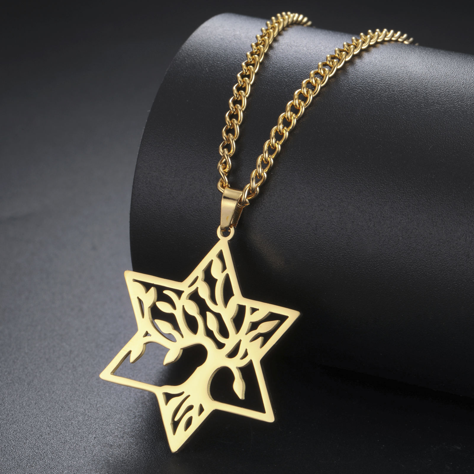 Myshape Vintage Stainless Steel Tree of Life Necklace Hexagram