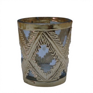 Support votif en verre et laiton, de haute qualité avec placage en argent pour décoration de la maison, offre spéciale - Product Image 1
