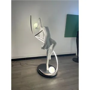 Lampe sur pied en résine et fibre de verre en forme de fille, sculpture décorative pour la maison, éclairage d'intérieur, vente en gros <span class=keywords><strong>2022</strong></span> - Product Image 1