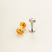 Joyería para Piercing Hengsen, Pendientes de Titanio ASTM F136 con Rosca Interna, Zirconia, Colgante, Cartílago, Parte Trasera Plana, Hélice, Joyería de Titanio