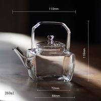 Théière en verre, nouveau modèle carré miniature, verre borosilicate, infuseur transparent, petite bouilloire à thé, capacité de 260 ml