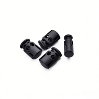 Verrou de cordon à ressort cylindrique noir moyen à double trou, étanche, de luxe, petit, en plastique, avec ajustement fluide