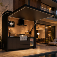 Cuisine extérieure moderne avec armoire, îlot barbecue résistant aux intempéries pour maison modulaire, villa de luxe, maison d'hôtes de vacances