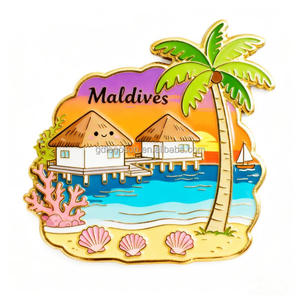 Souvenir de voyage aux Maldives, souvenir de vacances aux Maldives, porte-clés de plage au coucher du soleil, souvenirs des Maldives, porte-clés en métal doré - Product Image 5
