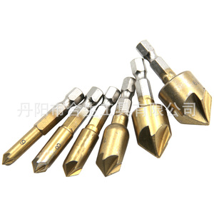 Mr Drill Hex Shank Titanium Plated <b>Chamfering</b> <b>Tool</b> 12 16 19mm Woodworking Countersink Set - Product Image 4