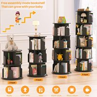 Étagère en bois moderne rotative à 360 degrés étagère de rangement mobile au sol armoire à livres pour le salon de la maison