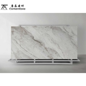 Dalles de porcelaine grand format KLA180 en pierre frittée, panneau mural grand format 1600*3200mm, design aspect <span class=keywords><strong>marbre</strong></span> de luxe, dalle de pierre frittée pour comptoir - Product Image 1
