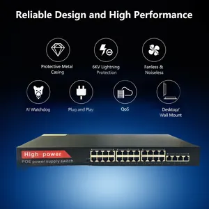 Gigabit POE anahtarı 24 POE bağlantı noktaları 10/100Mbps IEEE802.3AF/standart RJ45 Hub Switcher uzatın iletim 250M