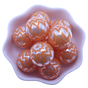 ลูกปัด ABS ทรงกลมสีเทอร์ควอยซ์ขนาด 20 มม. แบบหลวม รูปทรงซิกแซก/เชฟรอน สำหรับทำเครื่องประดับเด็ก - Product Image 3