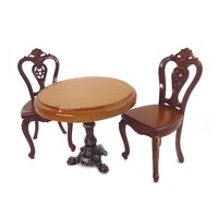 Accessoires pour maison de poupée 1/12 - Mini table à manger nostalgique avec chaises européennes et modèle de table - Simulation réaliste de scène de vie