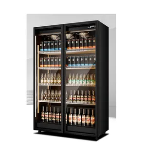 Enfriador de 2 puertas, cerveza, bebidas y vino, escaparate de exhibición de bebidas, pantalla Digital, nevera, refrigeradores verticales para Barra de campo