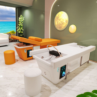 Lit de shampooing de luxe Salon de coiffure Chaise de lavage Pied Spa Circulation de l'eau Shampooing Lit pour Salon Beauté Magasins