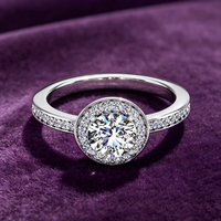 Bague de fiançailles en moissanite GRA D couleur VVS taille brillante 5,8 mm avec halo et sertissage en canal, pour femme, cadeau, passe le testeur de diamant