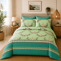 Parure de lit personnalisée 6 pièces imprimée florale avec drap-housse à poches profondes de 14 pouces, drap plat et taies d'oreiller – Draps de lit en gros