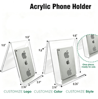 Support d'affichage en acrylique transparent incliné pour tablette, téléphone et petite vitrine d'objets