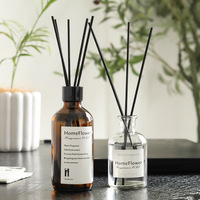 Diffuseurs de parfum en verre ambré de style INS de luxe avec bâtonnets en fibre noire, huile essentielle parfumée pour la décoration de la maison et des hôtels