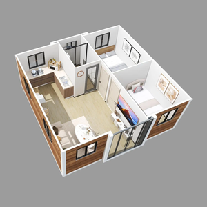 Maison conteneur extensible à faible coût d'expédition, 20 pieds, 30 pieds, 40 pieds, 1, 2, 3 chambres, 1 salle de bain, 1 cuisine, villa de luxe, maison modulaire miniature - Product Image 3