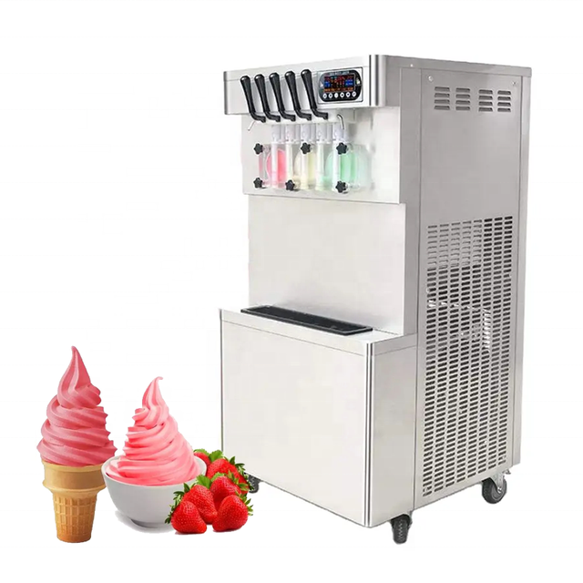 5 Flavors Ice Cream Machine Stainless Steel Commercial Automatic Soft Serve Ice Cream Machine Maker