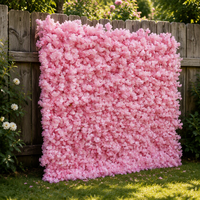 Mur de fleurs artificielles enroulable Rose Rose, toile de fond en plastique, décor floral mixte fait main pour mariage, fête, événement