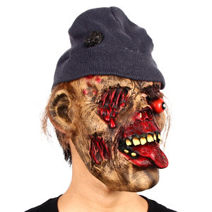 หน้ากากซอมบี้สยองขวัญสำหรับฮาโลวีน คอสเพลย์ หน้ากากเจียงซีเน่า  อุปกรณ์ประกอบชุดแฟนซี  งานปาร์ตี้สยองขวัญ  หน้ากากยางลาเท็กซ์พร้อมหมวก - Product Image 3