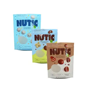 Custom printed stand up pouches 16oz 450g milk chocolate cashews doypack Smell proof food nuts mylar bags