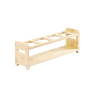 Haohui – support en bois pour bouteilles d'huile, rangement de bureau rond à 4 trous pour pots à condiments de cuisine, couleur bois naturel - Product Image 5