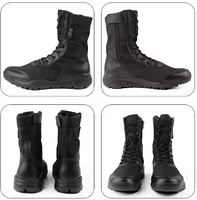Bottes tactiques en cuir légères et respirantes à tige haute avec une semelle confortable et souple.