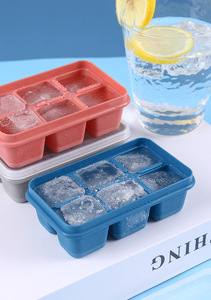 Hot bán 6 lưới không dính Silicone Ice Cube khay Chất lượng cao Ice Cube khuôn với nắp - Product Image 4