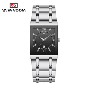 Montre carrée de luxe pour homme en or rose et acier inoxydable noir avec date - Product Image 4