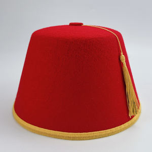 Chapeau Fez en velours <span class=keywords><strong>rouge</strong></span> unisexe pour adulte MH-3129 avec pompon doré ou noir, chapeau <span class=keywords><strong>marocain</strong></span> Shriner, tarbouche turque, fête - Product Image 2
