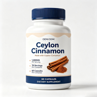 Capsules de cannelle de Ceylan OEM ODM 1200 mg par portion, 60 capsules, complément alimentaire naturel pour soutenir la santé du corps