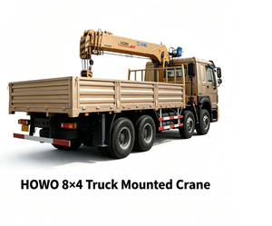 Grue montée sur camion Sinotruk 8x4, fournie directement par l'usine, avec accessoires <span class=keywords><strong>de</strong></span> sécurité personnalisés, grue télescopique hydraulique anti-surcharge - Product Image 1