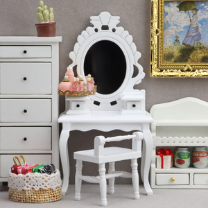 1:12 <span class=keywords><strong>Mini</strong></span> meubles coiffeuse en bois bricolage Miniature jouet maison de poupée meubles - Product Image 1