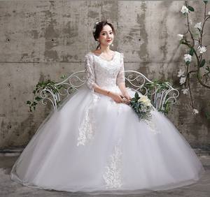 2022 Suministro de fábrica Barato Nuevo diseño Cuello en V Hasta el suelo Encaje Novias Vestido de <span class=keywords><strong>novia</strong></span> - Product Image 1