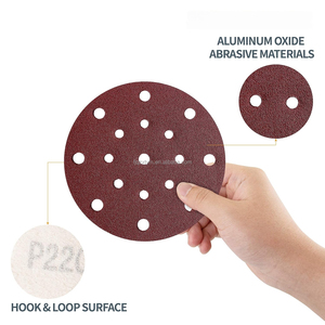 高性能6英寸带孔红色A/O钩环氧化铝砂纸抛光金属领先制造 - Product Image 3