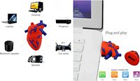 Médico USB Stick 64GB USB 2,0 Flash Drive dibujos animados novedad órgano en forma de corazón Memory Stick silicona goma Pendrive