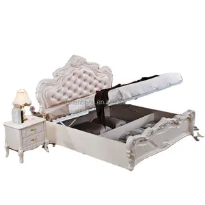 White Romantic High Storage French Furniture Bedroom Set