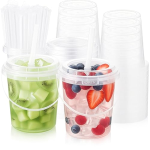 Gobelets jetables pour jus de fruits, très demandés, 16oz, 24oz, 32oz, en plastique transparent avec couvercle - Product Image 1