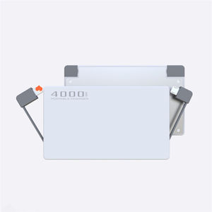 Batterie externe en aluminium à charge rapide personnalisée avec câbles intégrés, chargeur de <span class=keywords><strong>téléphone</strong></span> portable format carte de <span class=keywords><strong>crédit</strong></span>, 4000 mAh, pour smartphones - Product Image 1