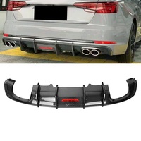 Kit Carrosserie Extérieur Aspect Fibre de Carbone Noir Brillant pour Audi A4 S4 B9 2017-2020 : Diffuseur Arrière, Spoiler, Lame Avant et Embouts d'Échappement