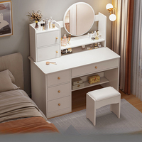 Coiffeuse de chambre moderne avec miroir éclairé, meuble de rangement pour maquillage écologique et durable pour maison de location