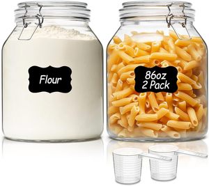 Bocal <span class=keywords><strong>en</strong></span> verre avec couvercle <span class=keywords><strong>en</strong></span> aluminium et plastique Récipient de stockage hermétique de 86oz <span class=keywords><strong>pour</strong></span> aliments Farine <span class=keywords><strong>Pâtes</strong></span> Café Bonbons Friandises <span class=keywords><strong>pour</strong></span> chiens Collations - Product Image 1