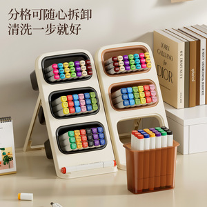 Desktop Storage Box Multi Layer Marker Holder Standing Type Office Student Stationery Organizer Solid Color Rectangle - Product Image 3